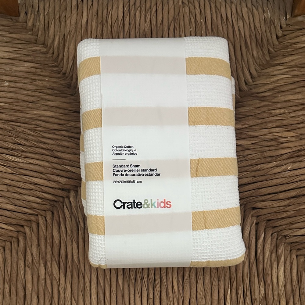 BRAND NEW Crate&Barrel Yellow Striped Pillow Sham